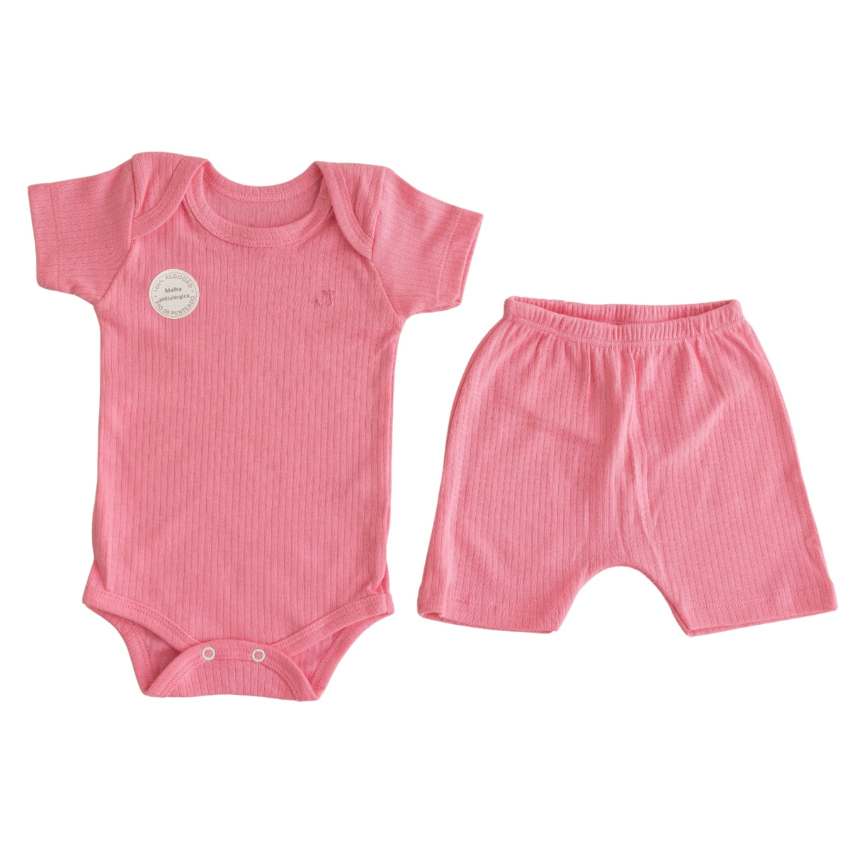 Conjunto Body Calça Canelado Confovibe Algodão Curto