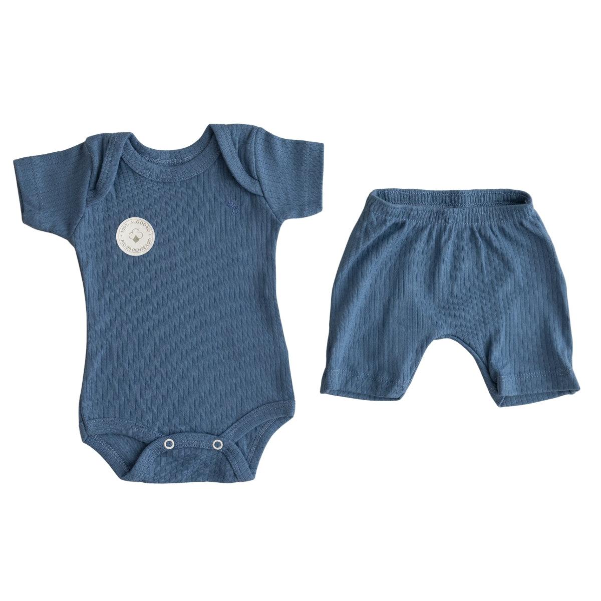 Conjunto Body Calça Canelado Confovibe Algodão Curto