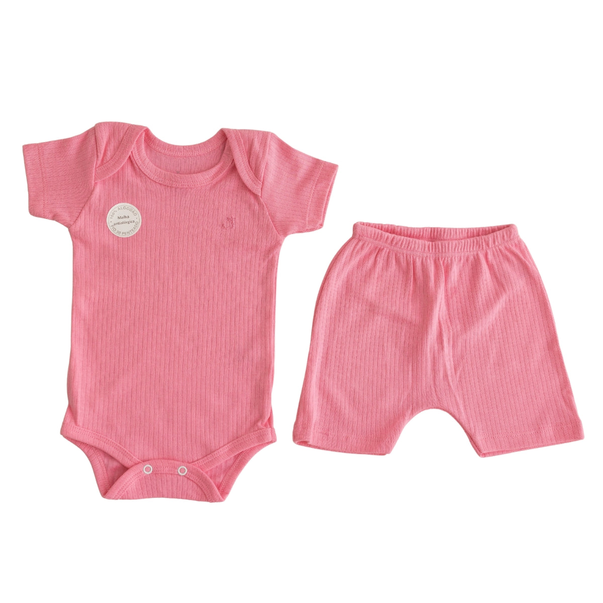 Conjunto Body Curto Shorts Canelado Confovibe Algodão