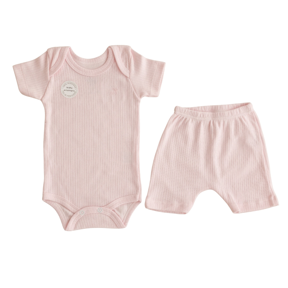 Conjunto Body Calça Canelado Confovibe Algodão Curto
