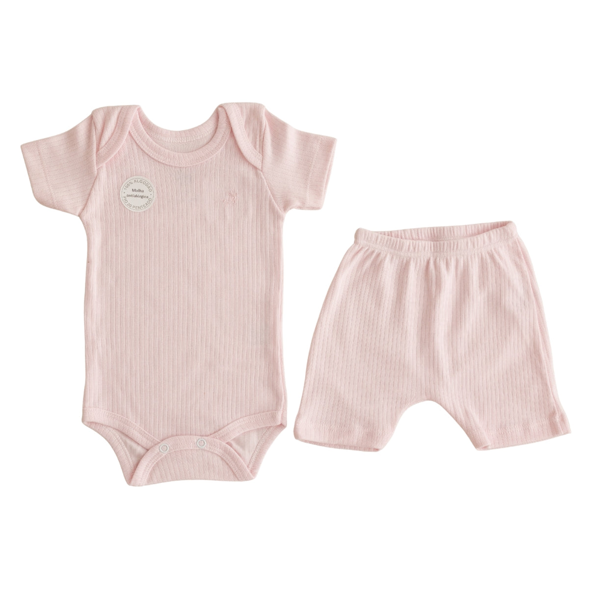 Conjunto Body Curto Shorts Canelado Confovibe Algodão