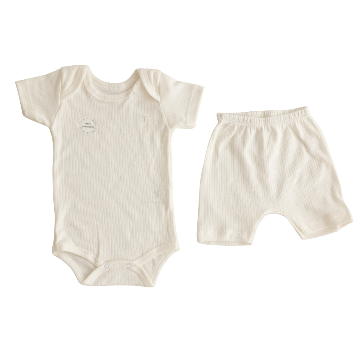 Conjunto Body Curto Shorts Canelado Confovibe Algodão