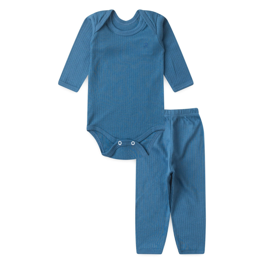 Conjunto Body Calça Canelado Confovibe Algodão Longo
