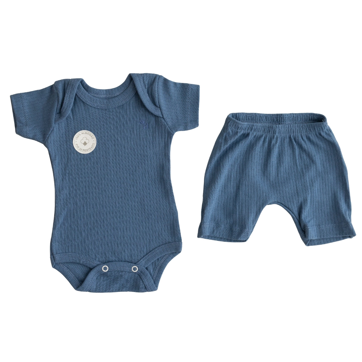 Conjunto Body Curto Shorts Canelado Confovibe Algodão
