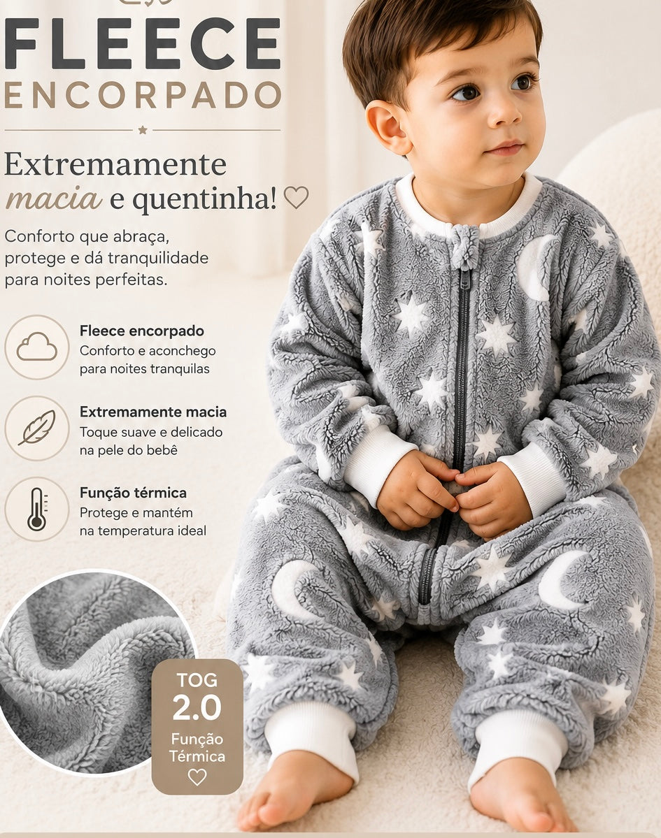Saco de dormir - TOG 2 - FLEECE brilha no escuro - Estrela Cinza, com manga
