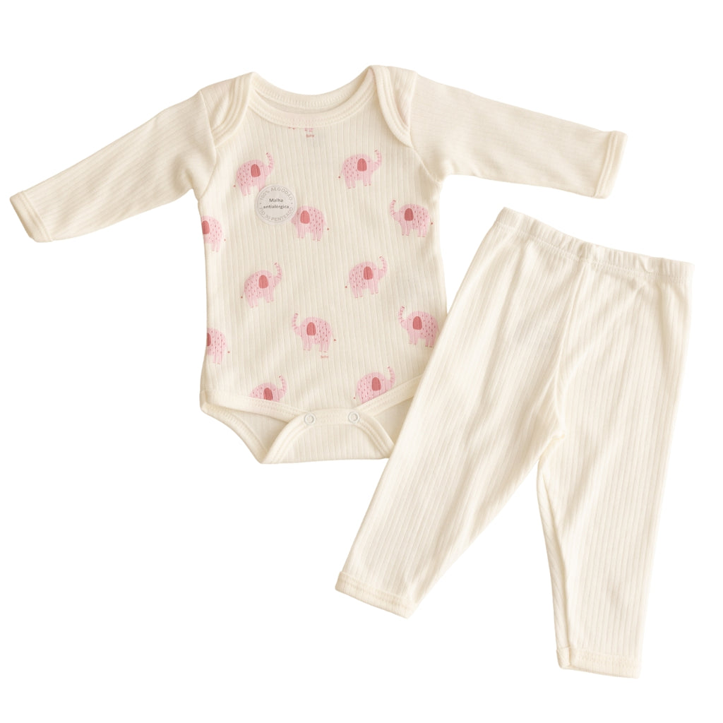 Conjunto Body Calça Canelado Confovibe Algodão Diário