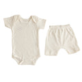 Conjunto Body Curto Shorts Canelado Confovibe Algodão