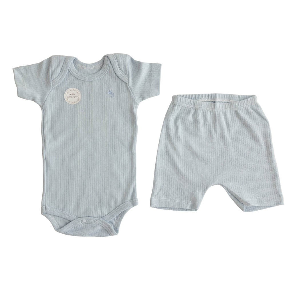 Conjunto Body Calça Canelado Confovibe Algodão Curto